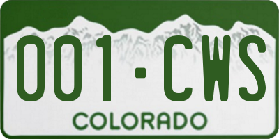 CO license plate 001CWS