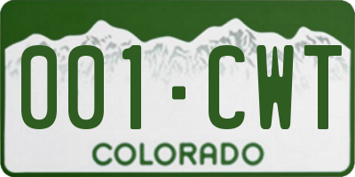 CO license plate 001CWT