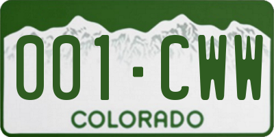 CO license plate 001CWW