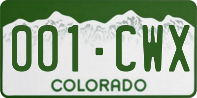 CO license plate 001CWX