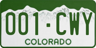 CO license plate 001CWY