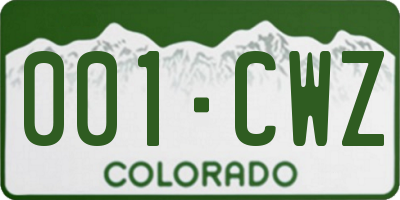 CO license plate 001CWZ