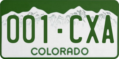 CO license plate 001CXA