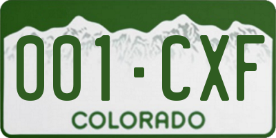 CO license plate 001CXF