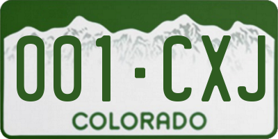CO license plate 001CXJ