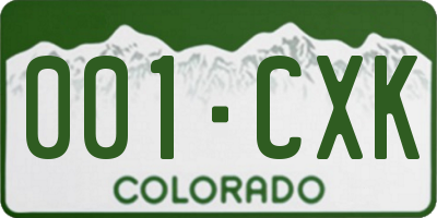 CO license plate 001CXK