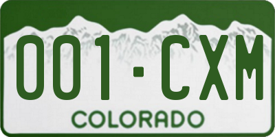 CO license plate 001CXM