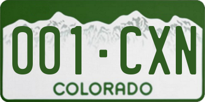 CO license plate 001CXN