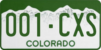 CO license plate 001CXS