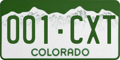 CO license plate 001CXT