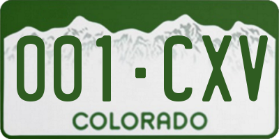 CO license plate 001CXV