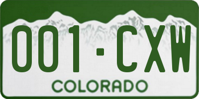 CO license plate 001CXW