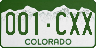 CO license plate 001CXX