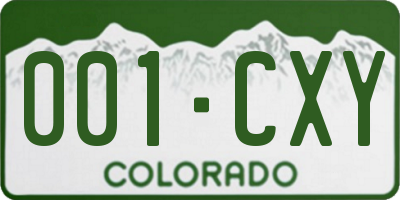 CO license plate 001CXY