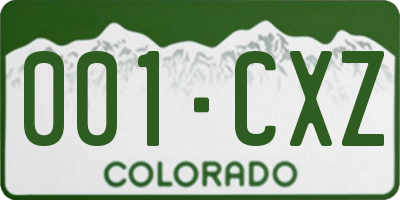 CO license plate 001CXZ