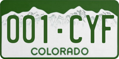 CO license plate 001CYF