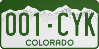 CO license plate 001CYK