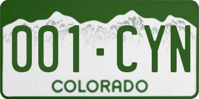 CO license plate 001CYN