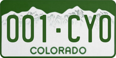 CO license plate 001CYO