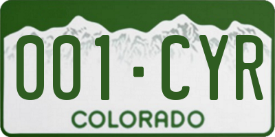 CO license plate 001CYR