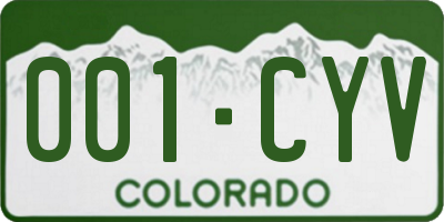 CO license plate 001CYV