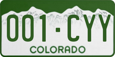 CO license plate 001CYY