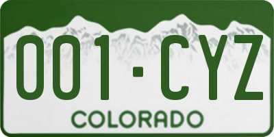 CO license plate 001CYZ