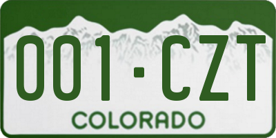 CO license plate 001CZT