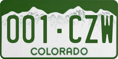 CO license plate 001CZW
