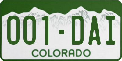 CO license plate 001DAI