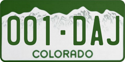 CO license plate 001DAJ