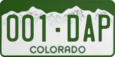 CO license plate 001DAP