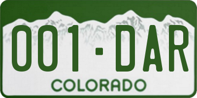 CO license plate 001DAR