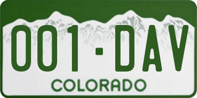 CO license plate 001DAV