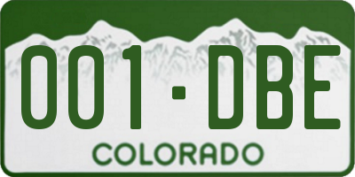 CO license plate 001DBE