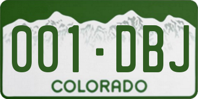 CO license plate 001DBJ