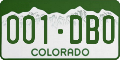 CO license plate 001DBO