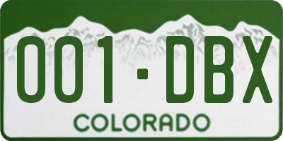 CO license plate 001DBX