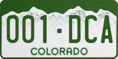 CO license plate 001DCA