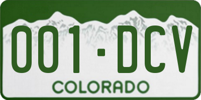 CO license plate 001DCV