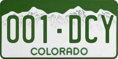 CO license plate 001DCY