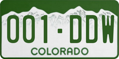 CO license plate 001DDW