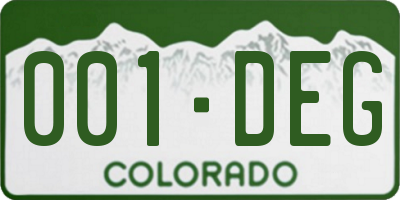 CO license plate 001DEG