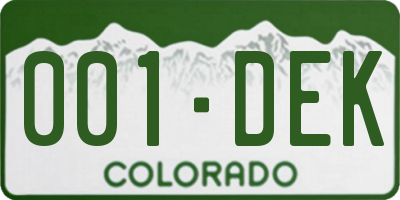 CO license plate 001DEK