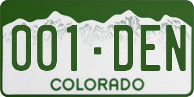 CO license plate 001DEN