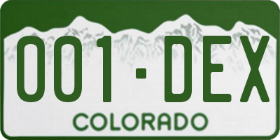 CO license plate 001DEX