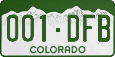 CO license plate 001DFB