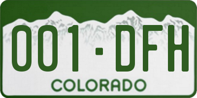 CO license plate 001DFH