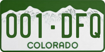 CO license plate 001DFQ