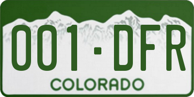 CO license plate 001DFR